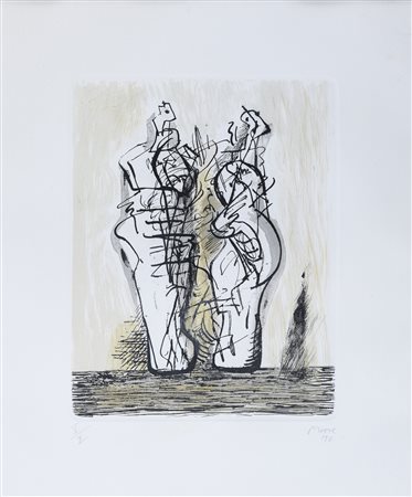 ACQUAFORTE E LITOGRAFIA TWO WOMEN DI HENRY MOORE, 1970