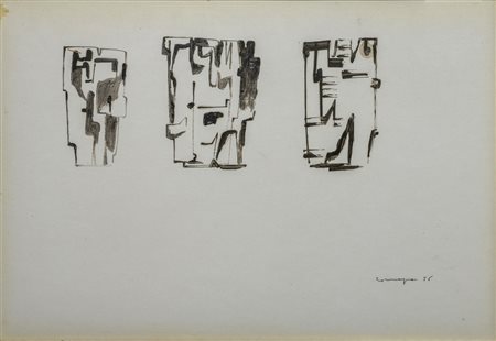 CONSAGRA PIETRO (1920 - 2005) - BITUME SU CARTA ( TRE IMMAGINI), 1956.