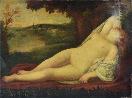 Scuola Italiana del XVIII secolo VENERE NEL PAESAGGIO olio su tela, cm...