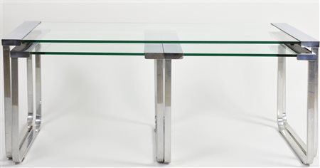 TAVOLINI set componibile di tre tavolini con ripiano in vetro e struttura in...