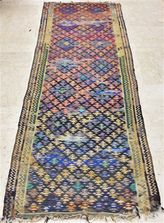 DUE TAPPETI KILIM cm 280x98 cm 270x94 segni di usura