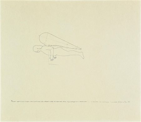 Luigi Mainolfi PROGETTO, 1977 tecnica mista su carta, cm 30x34 firma, data e...