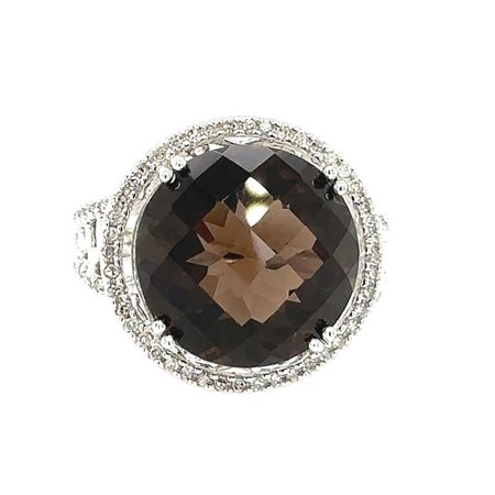 ANELLO IN ORO BIANCO CON SMOKY QUARTZ E DIAMANTI - RNG30513