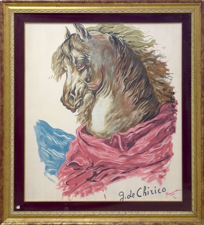 Giorgio De Chirico. Cavallo, 1968, serigrafia su seta, 92x80 cm, esemplare...