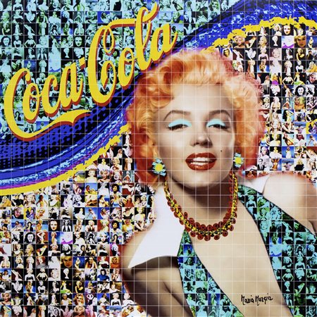 Maria Murgia, Omaggio a Marilyn Monroe, 2024, fotomosaico digitale montato su...