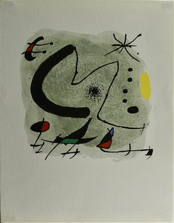 Joan Miro' (1893 - 1983) LETTERA M fotolitografia a 8 colori offset su...