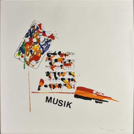 Mario Schifano (1934 - 1998) MUSIK, 1988-89 litografia con interventi...