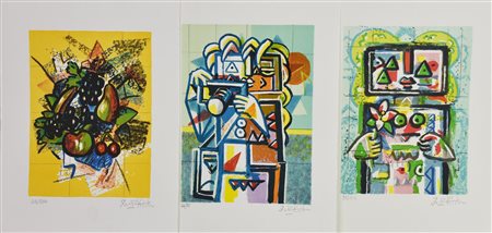 Ibrahim Kodra (1918 - 2006) SENZA TITOLO serigrafie, cm 35x25 ciascuna firma...