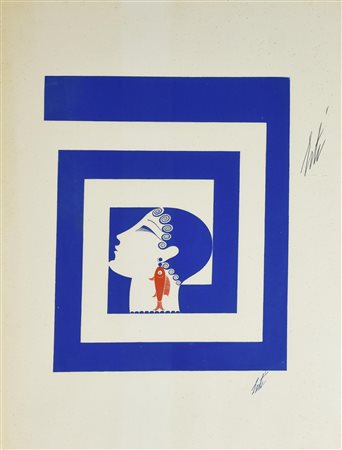 Erte' (1892 - 1990) BLEU ET ROUGE, 1967 serigrafia, cm 50x35; es. F.C. firma;...