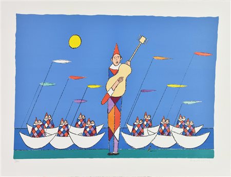 Walter Pozzi (1911 - 1989) REGATA litografia, cm 50x70; es. 55/125 firma e...