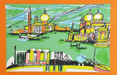 Remo Brindisi (1918 - 1996) VENEZIA serigrafia ritoccata a mano, cm 50x70;...