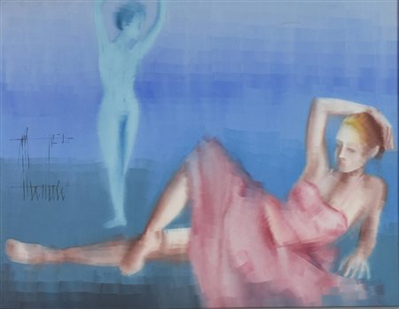 Pier Luigi Monticoni (Montico) BALLERINE, 1966 olio su tela, cm 40x50 firma e...