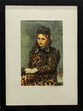 GIORGIO DE CHIRICO, "Ritratto di Isabella Far in pelliccia di leopardo", ripreso dal dipinto del 1942
