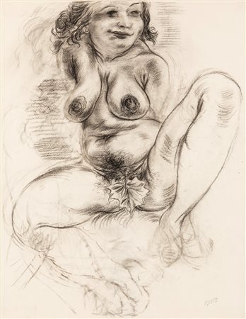 George Grosz (Berlino 1893-Berlino 1959)  - Sitting Female Nude Eva, 1941