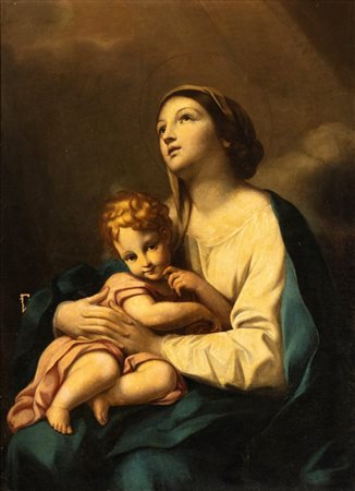 CARLO CIGNANI (seguace di) (Bologna, 1628 - Forlì , 1719) 
Vergine col Bambino prima metà XVIII secolo
Olio su tela cm. 93,5x97. Con cornice