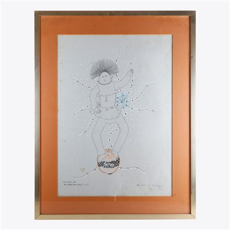  
Figura su zucca, multiplo su carta seconda metà XX secolo
 65 x 47 cm