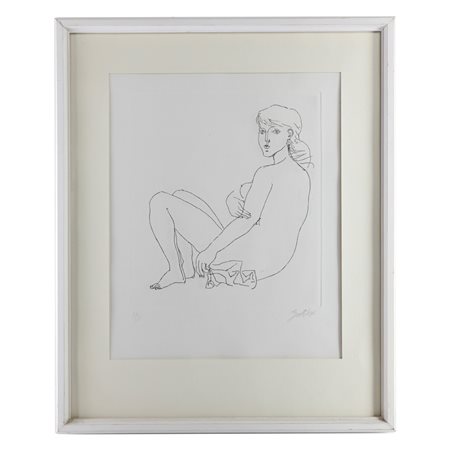 FRANCO GENTILINI (Faenza, 1909 - Roma, 1981) 
Nudo di fanciulla, multiplo su carta 
 30 x 27 cm