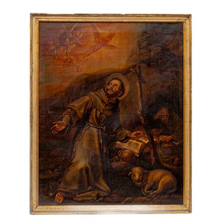  
San Francesco che riceve le stimmate scuola portoghese  XIX secolo
dipinto ad olio su tela 96 x 76 cm