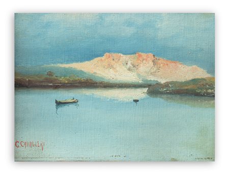 GIOVANNI CAVALLERI (1858-1934) - Senza Titolo (Paesaggio lacustre)
