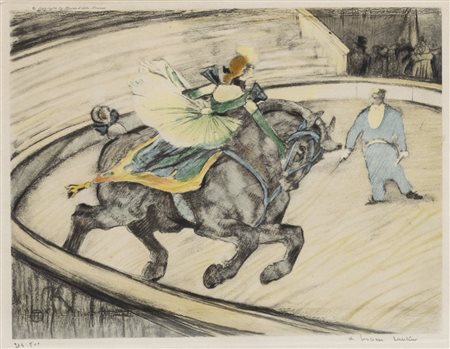 DE TOULOUSE-LAUTREC HENRI (1864 - 1901) - (AFTER)AT THE CIRCUS: WORK IN THE RING.