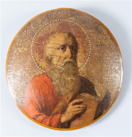 Icona rotonda raffigurante santo, probabilmente evangelista, Arte ortodossa, XVIII secolo