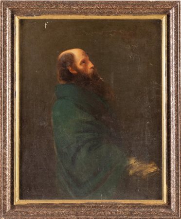 Pittore del XIX secolo. Ritratto maschile in piedi di profilo.