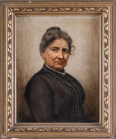Pittore del XIX secolo. Ritratto femminile di anziana signora.