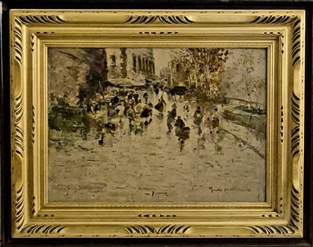 Pittore impressionista della seconda metà del XIX secolo. Scena cittadina.