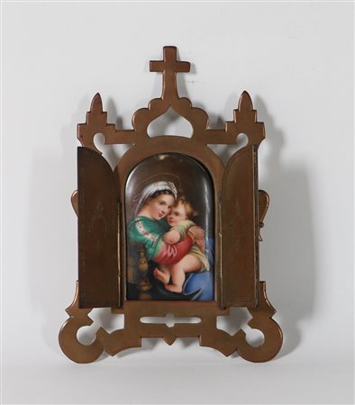 Manifattura probabilmente tedesca del XIX secolo. Placca raffigurante Madonna della seggiola.
