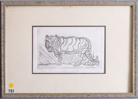 Pietro Ghizzardi (Viadana 1906 - Boretto 1986). Tigre che cammina.