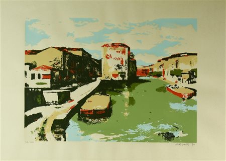 Cesare Aliverti CANALE, 1978 serigrafia su carta, cm 50x70; es. 12/250 firma,...