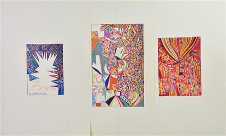 Enzo Branca COMPOSIZIONE, 1981 -matite colorate su carta, cm 50x33 sul retro:...