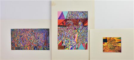 Enzo Branca COMPOSIZIONI,1979-80 -matite colorate su carta, cm 25X33 firma e...