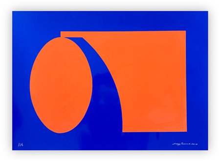 LORENZO PIEMONTI (1935-2015) - Strutture (colore rosso su fondo blu), 1968-1971