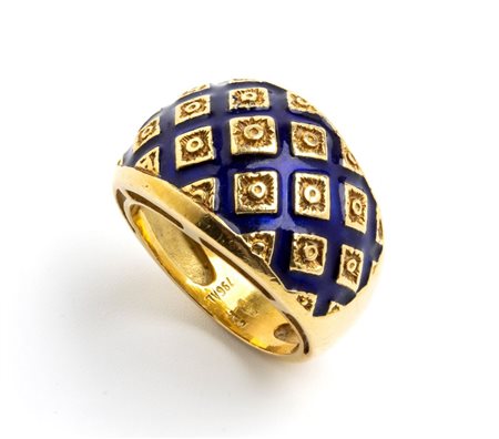  
Anello in oro e smalti blu Anni '80
 