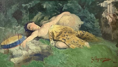 Giovanni Capranesi (Roma 1852-Roma 1921)  - Donna sdraiata su prato, nineteen° secolo