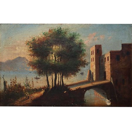 Paesaggio con ponte e alberi, 19° secolo painter