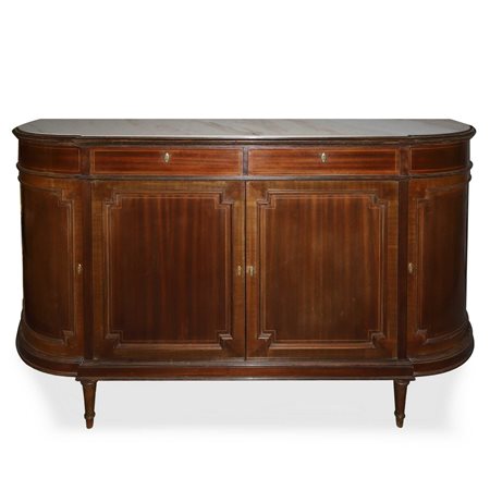 Credenza bassa con marmo al piano, 20° secolo