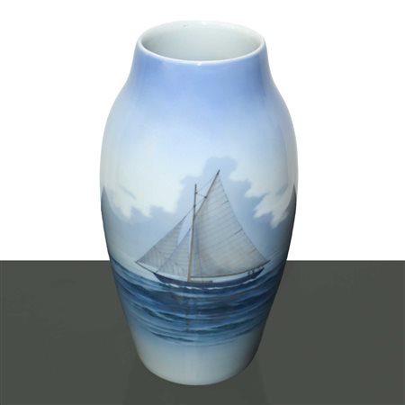 Royal Copenhagen Denmark - Grande vaso Copenaghen oblungo marina con vela