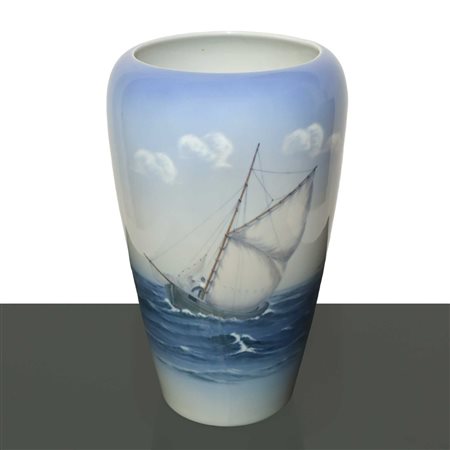 Royal Copenhagen Denmark - Grande vaso Copenaghen a balaustra marina con vela