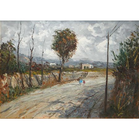 Strada di campagna con personaggi, 20° century