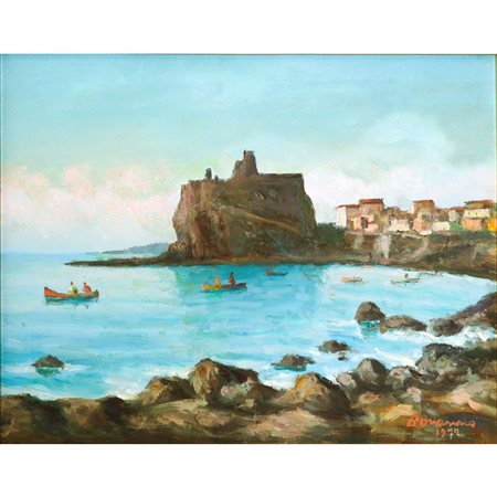 Baia di Aci Castello con case, 1972