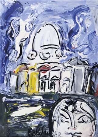 BOLDRINI GUSTAVO Venezia 1927 - 1988 Chiesa 1982 olio su tela 70x50 firma e...