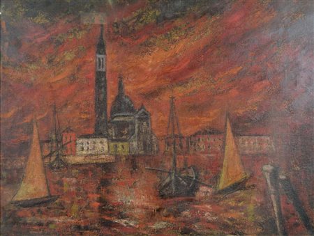 VALENZIN GIORGIO Pordenone 1901 - Venezia 1978 San Giorgio olio su tela 60x80...