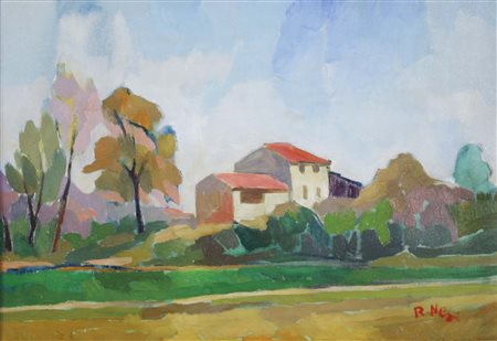 NESI RENATO Treviso 1923 - 2004 Paesaggio olio su tela 33x50 firma in basso a...