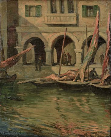 POCIECHA PORAY STANISLAUS Stati Uniti 1888 - 1948 Chioggia olio su tela 71x59...