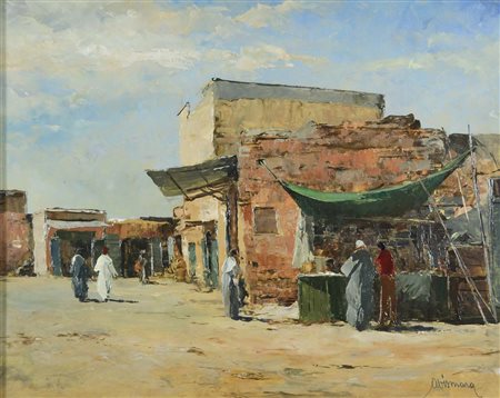 VISMARA AMBROGIO Seregno 1900 - 1994 Marrakech olio su tavola 40x50 firma in...