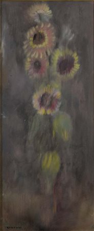 DONADEL BRUNO Farra di Soligo 1929 Fiori olio su tela 70x30 firma in basso a...