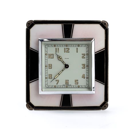 Adie Brothers Ltd.  Orologio da tavolo Art Déco in argento e smalti Birmingham, 1938