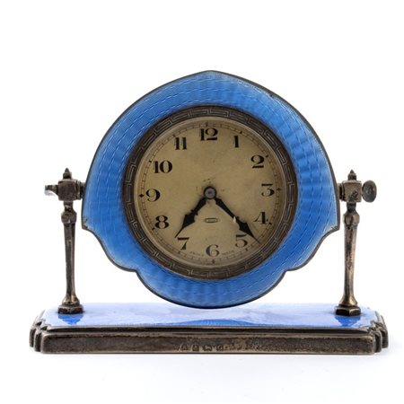 Adie Brothers Ltd.:  Orologio da tavolo Art Déco in argento e smalti Birmingham, 1931 